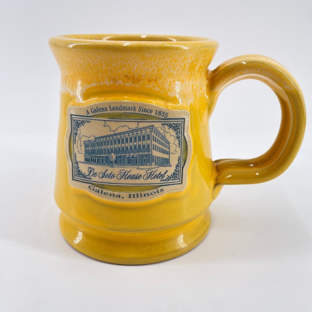 Deneen Pottery De Soto House Hotel Galena Illinois Yellow Glaze Mug 2020 USA